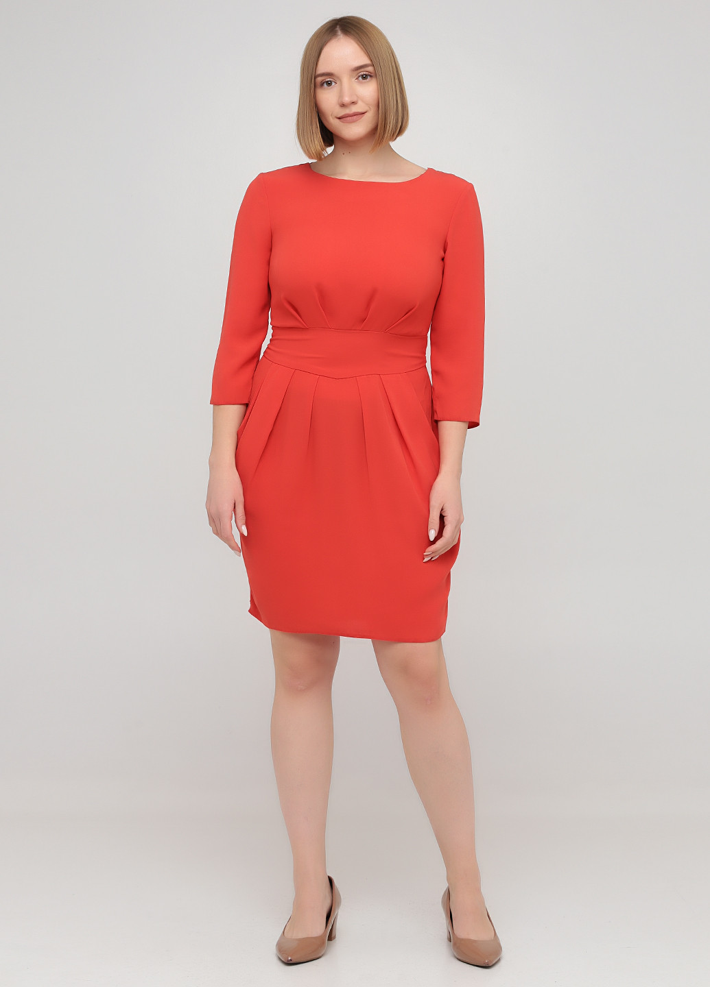 Коралловое кэжуал платье Closet однотонное