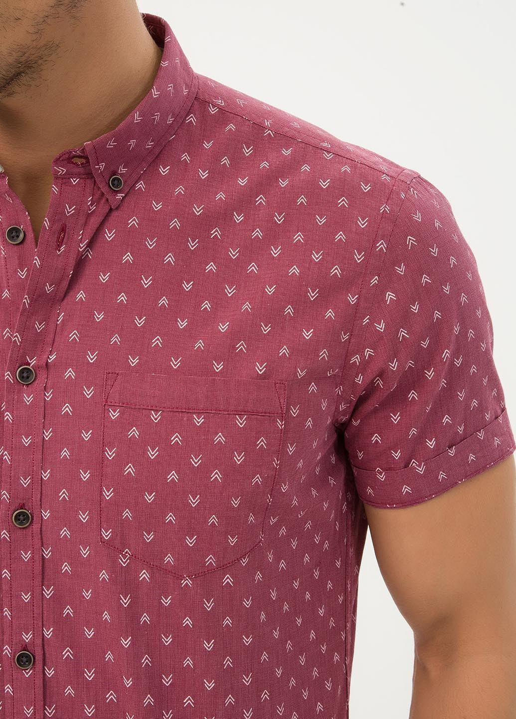 Бордовая кэжуал рубашка с геометрическим узором KOTON