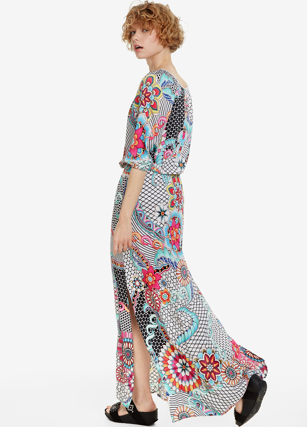 Комбинированное кэжуал платье макси Desigual с орнаментом