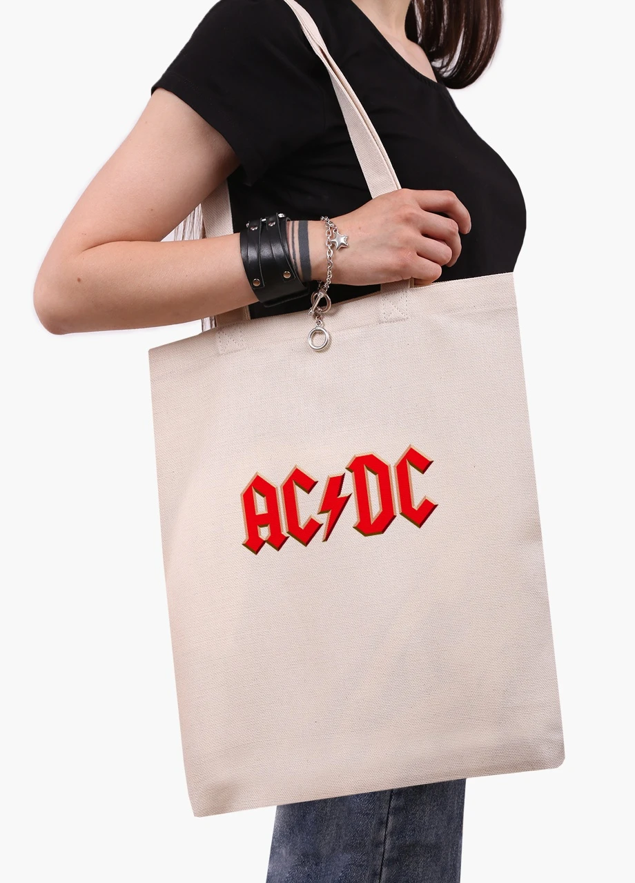 Эко сумка шоппер белая АСДС (AC/DC) (9227-1980-WT) Еко сумка шоппер біла 41*35 см MobiPrint (215943790)