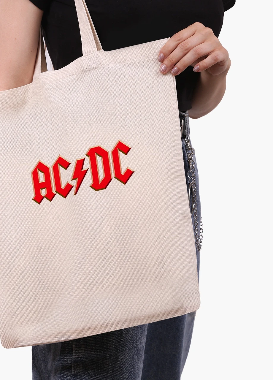 Эко сумка шоппер белая АСДС (AC/DC) (9227-1980-WT) Еко сумка шоппер біла 41*35 см MobiPrint (215943790)