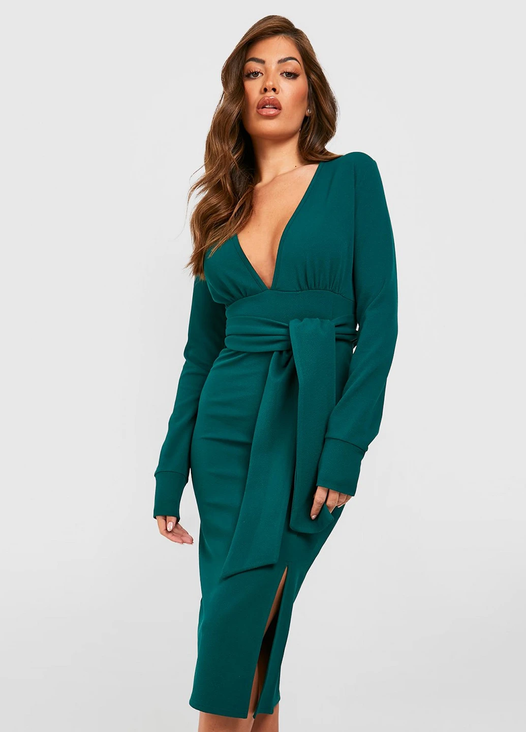 Зеленое кэжуал платье Boohoo однотонное