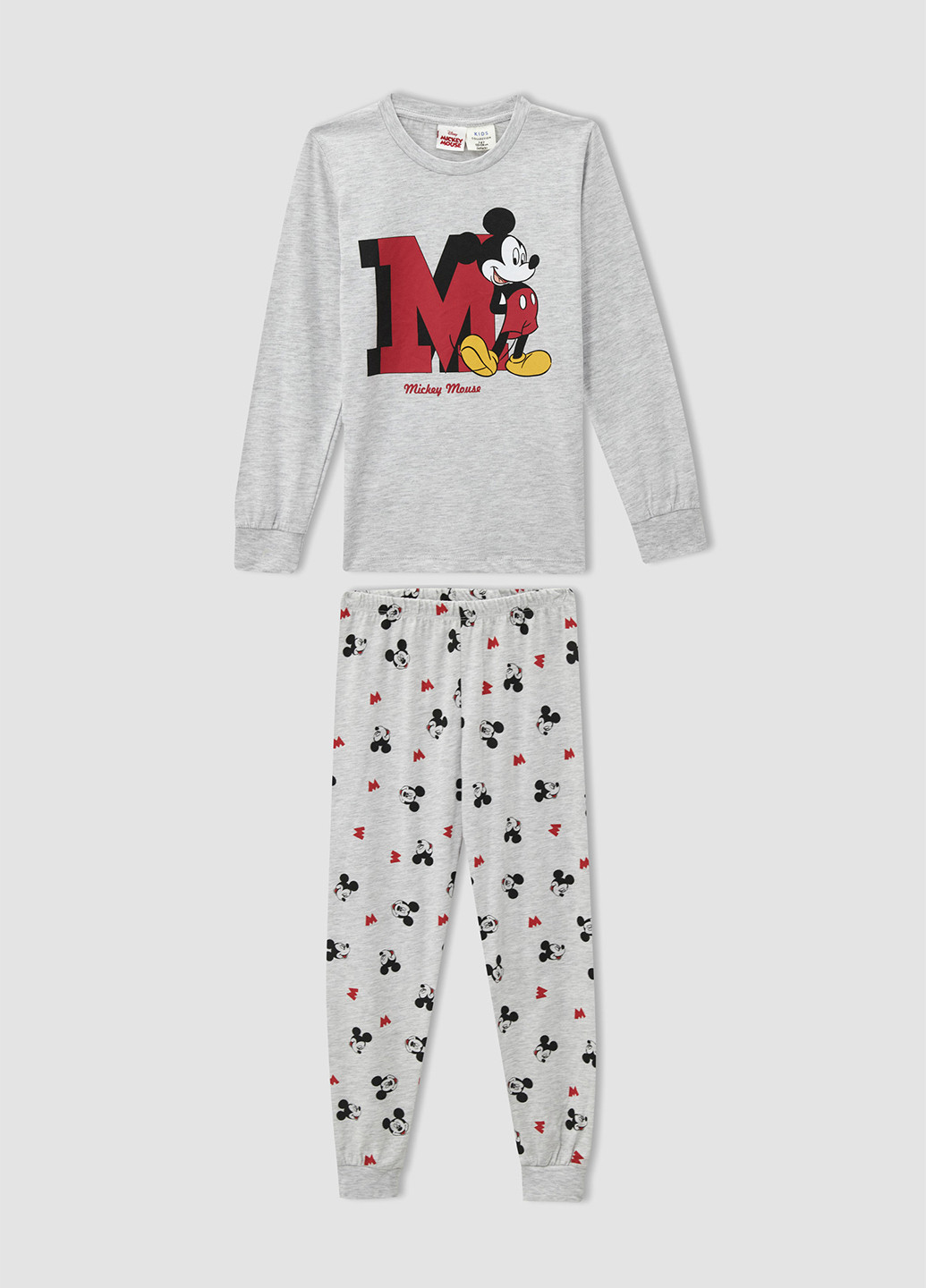 Світло-сіра всесезон піжама mickey & minnie (standard characters) лонгслив + брюки DeFacto Пижама