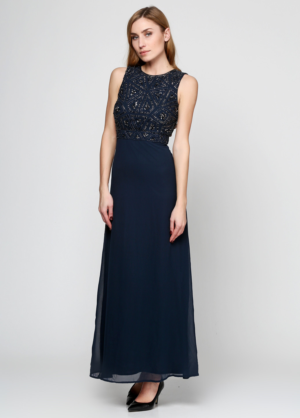 Синя вечірня сукня Lace & Beads