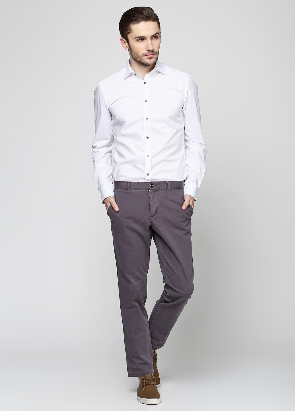 Серые кэжуал демисезонные прямые брюки S.Oliver