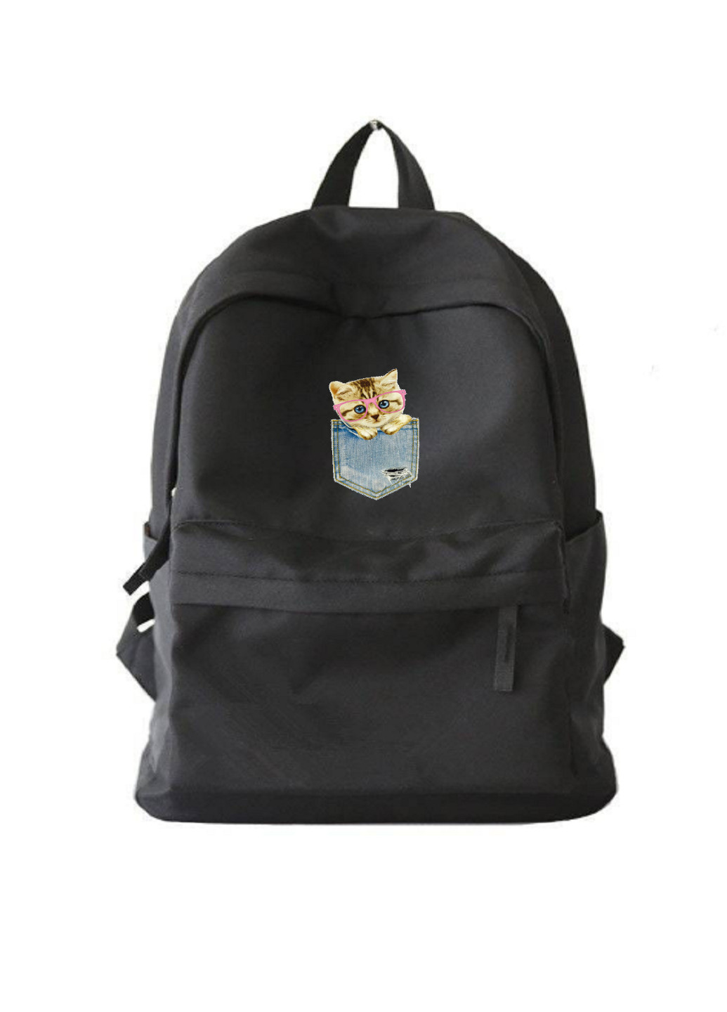 Рюкзак городской черный с котом в кармане No Brand (255679431)