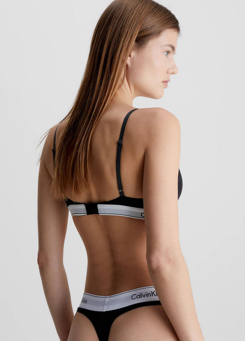 Чёрный корбей бюстгальтер Calvin Klein с косточками хлопок