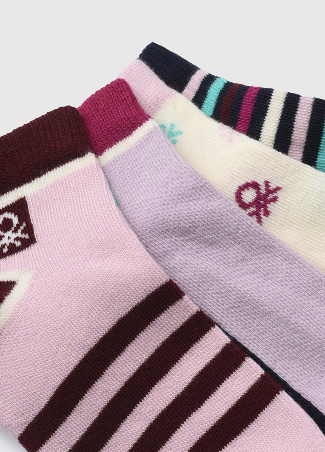Розово-лиловые носки (4 пары) United Colors of Benetton полоска всесезон (366871478)