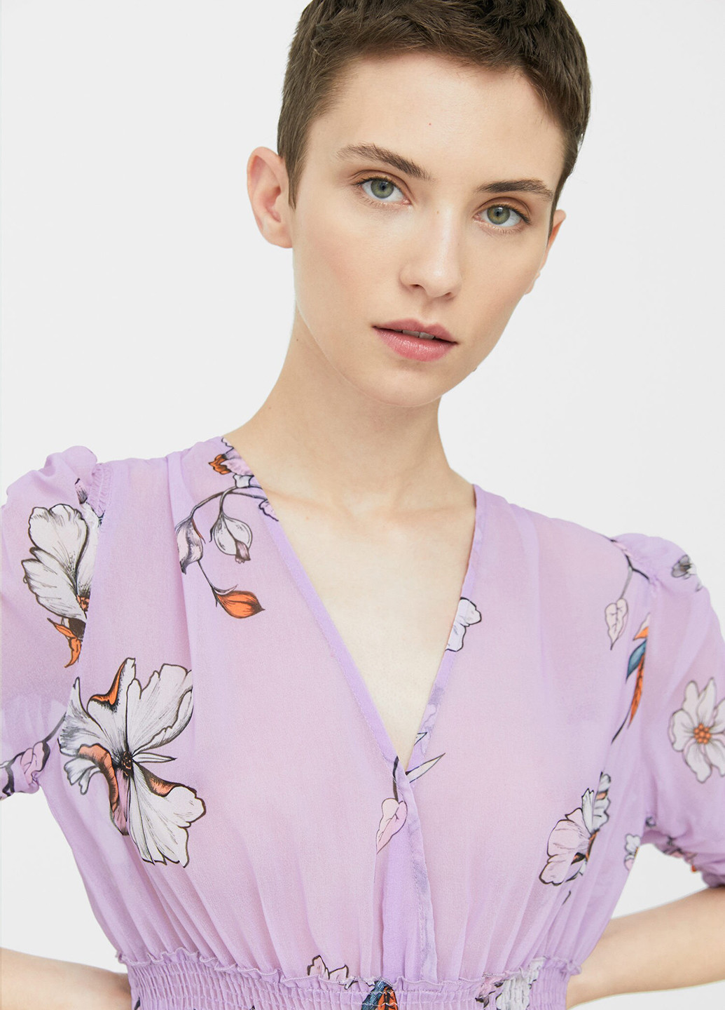 Сиреневая летняя блуза Mango