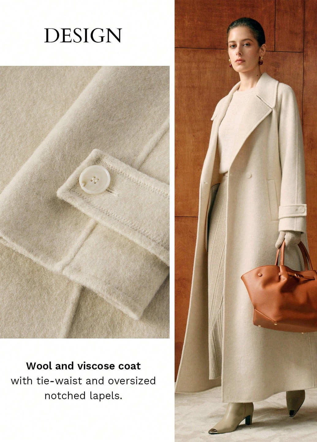 Кремовое зимнее Пальто двубортное SHEIN