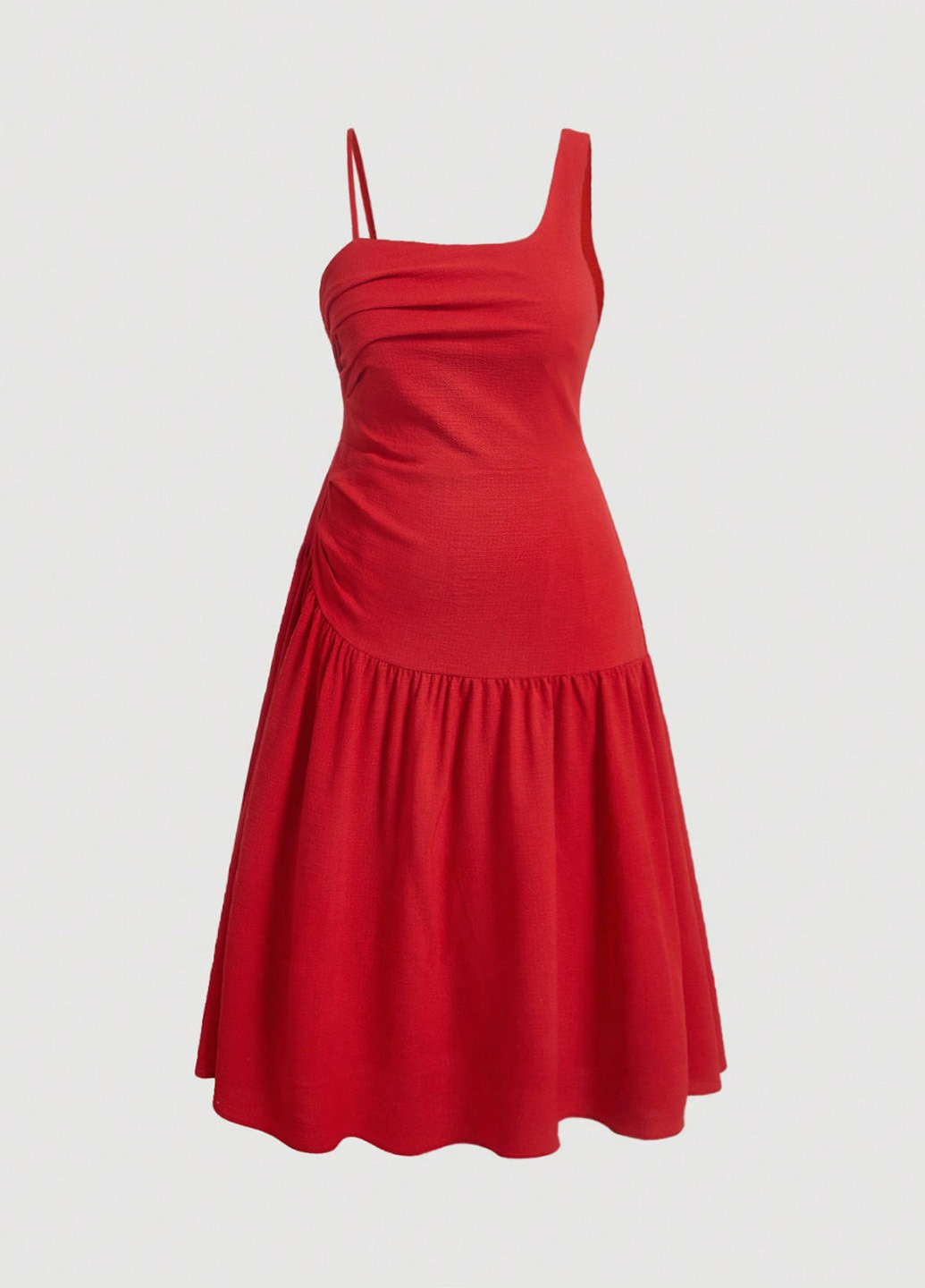 Красное кэжуал платье а-силуэт SHEIN однотонное