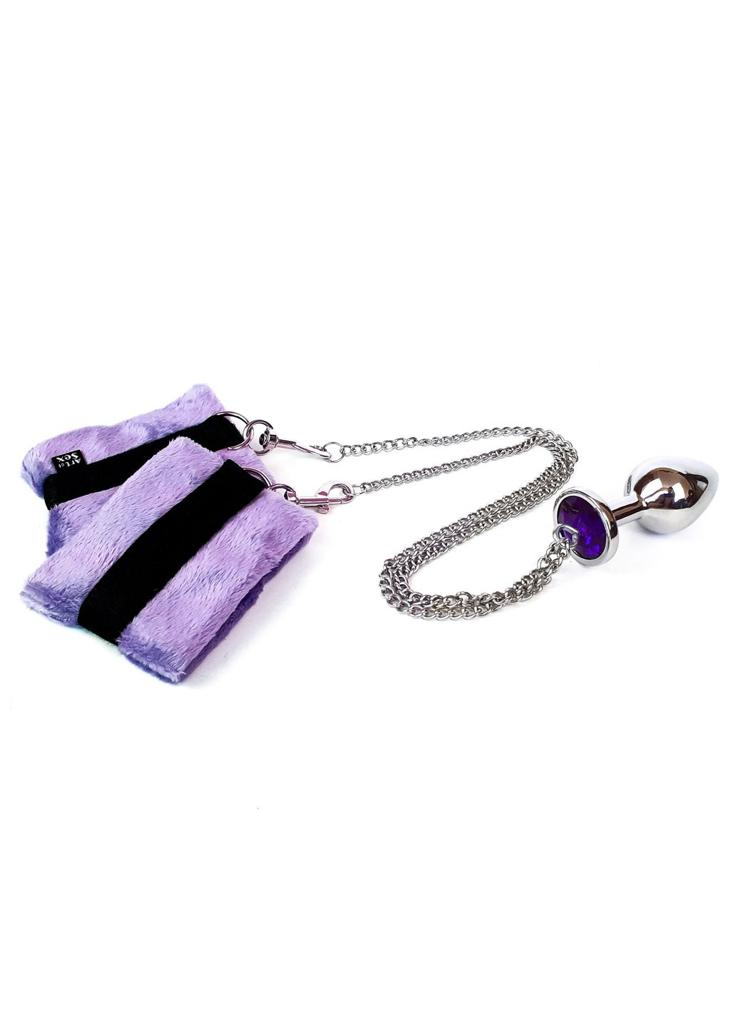 Наручники с металлической анальной пробкой Handcuffs with Metal Anal Plug size M Purple Art of Sex (254953816)