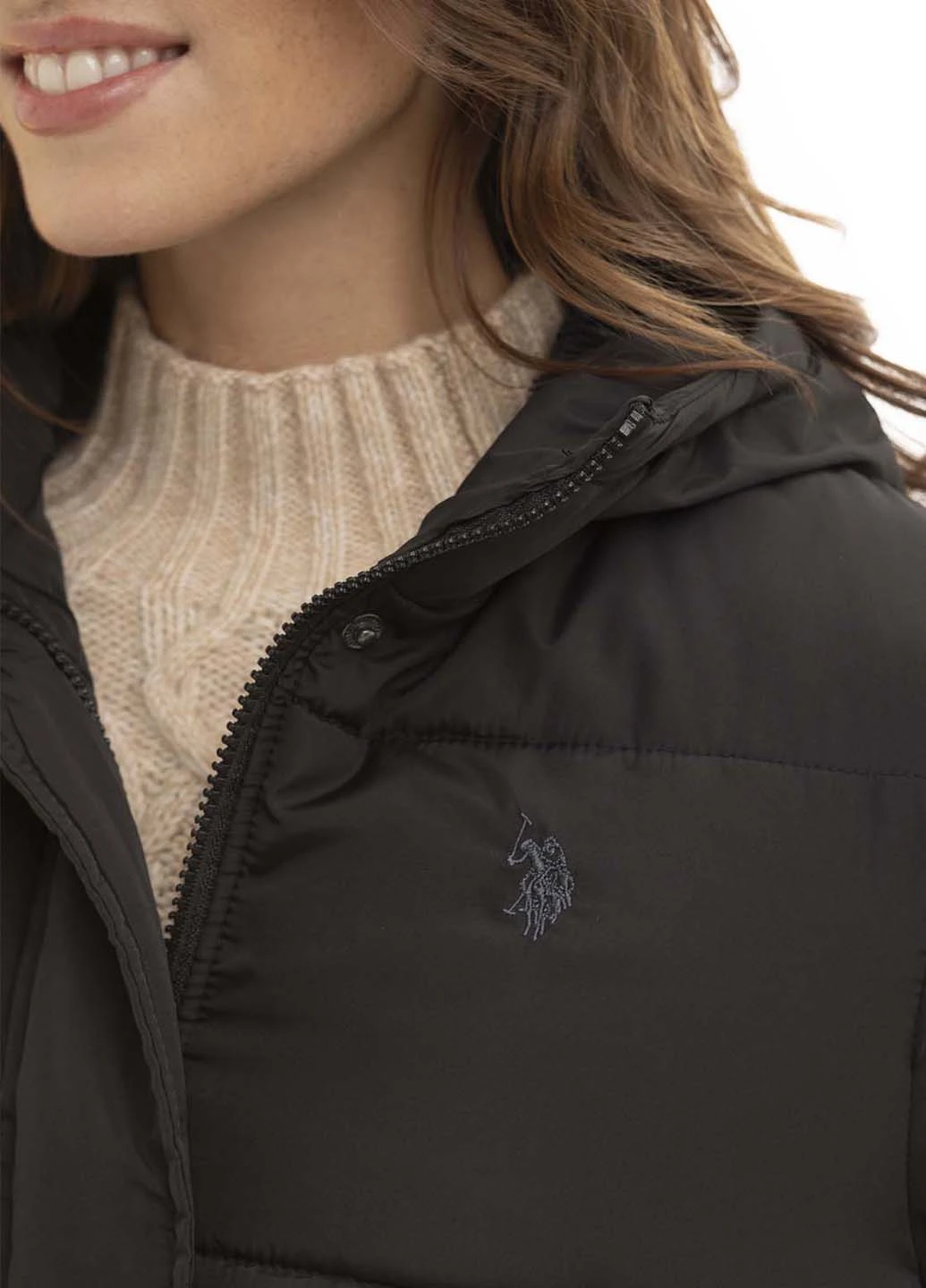 Чорна демісезонна куртка U.S. Polo Assn.