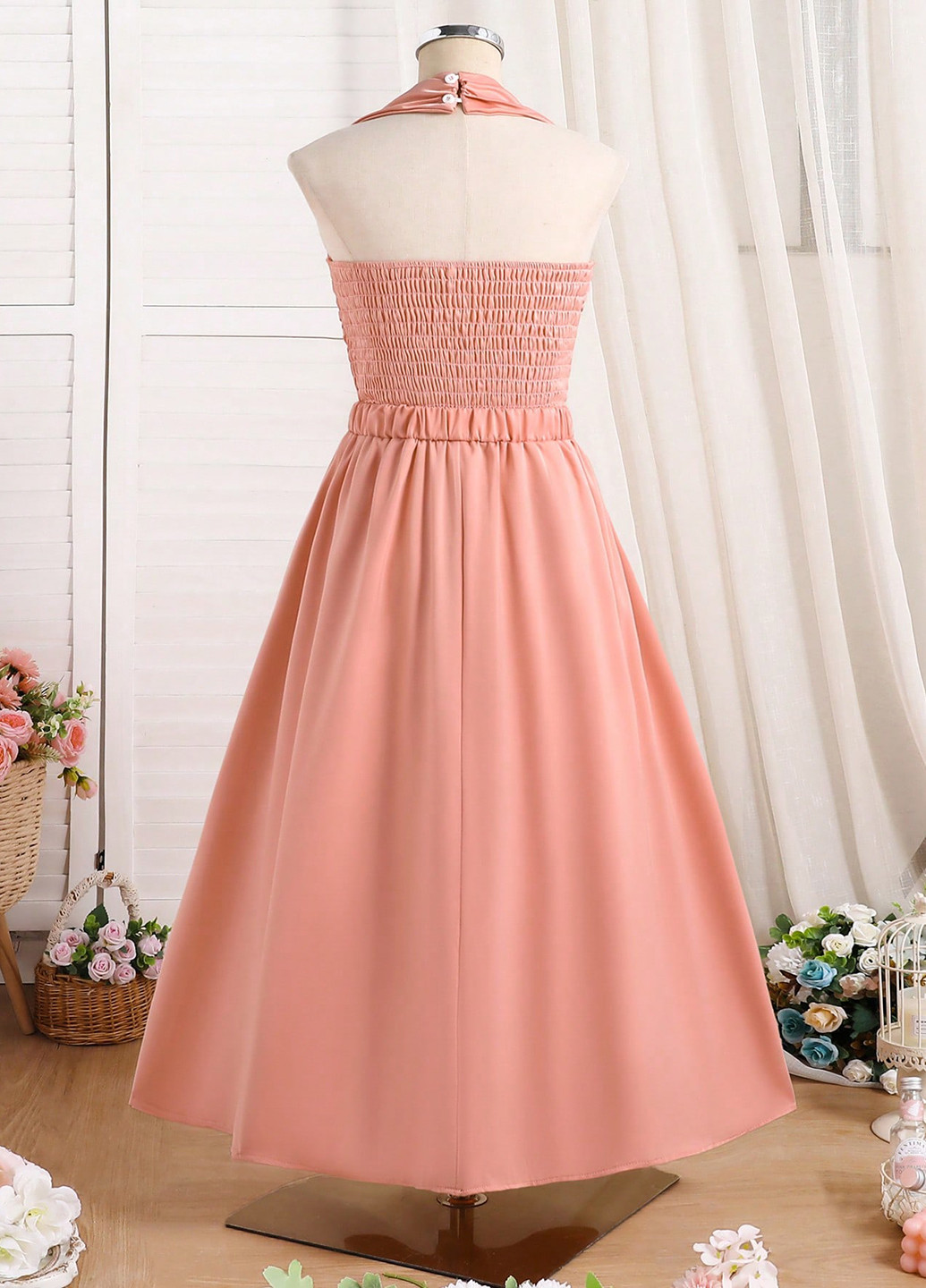 Персиковый летний костюм (майка, юбка) SHEIN