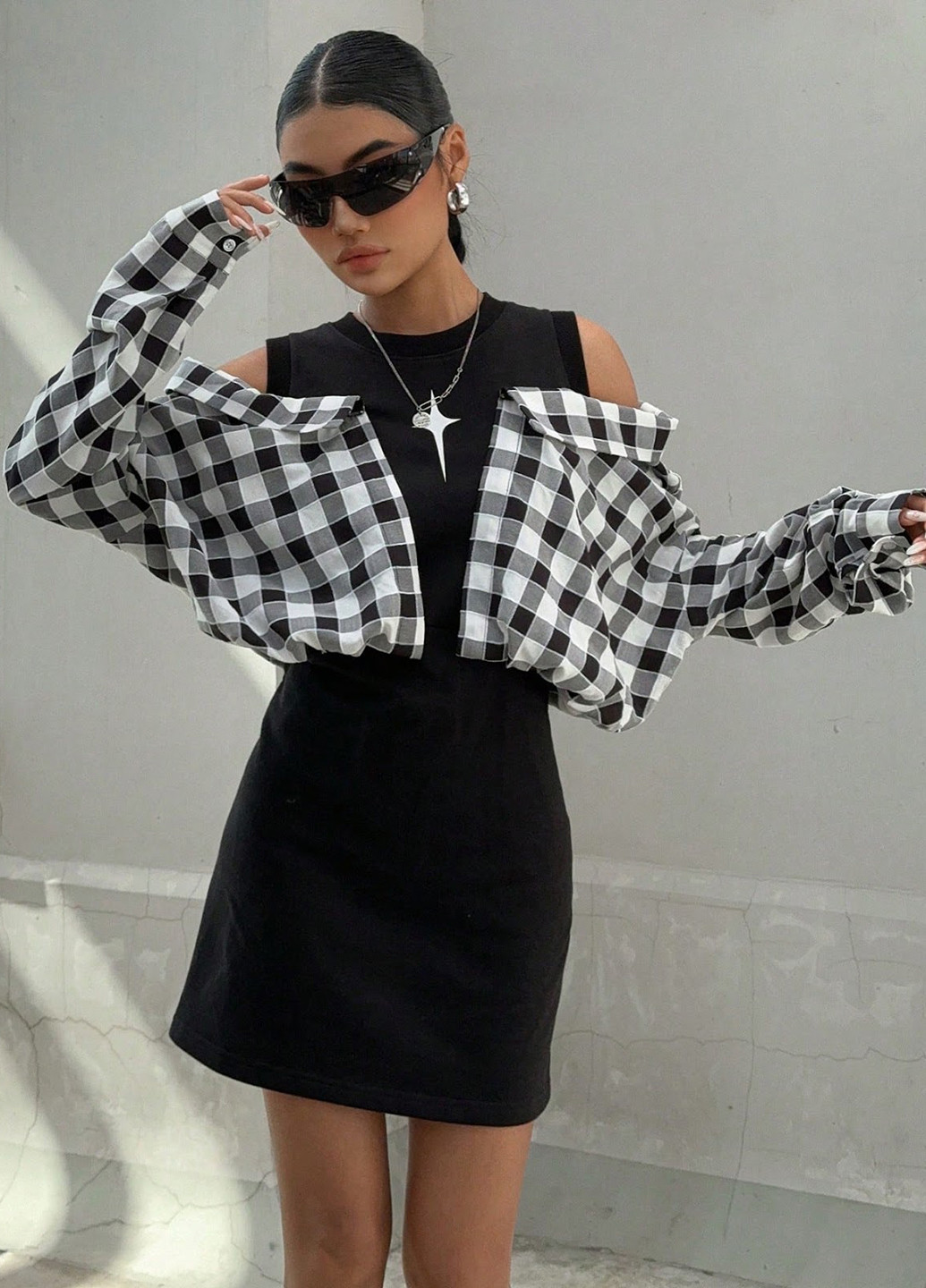 Комбінована кежуал сукня сукня-сорочка SHEIN колор блок