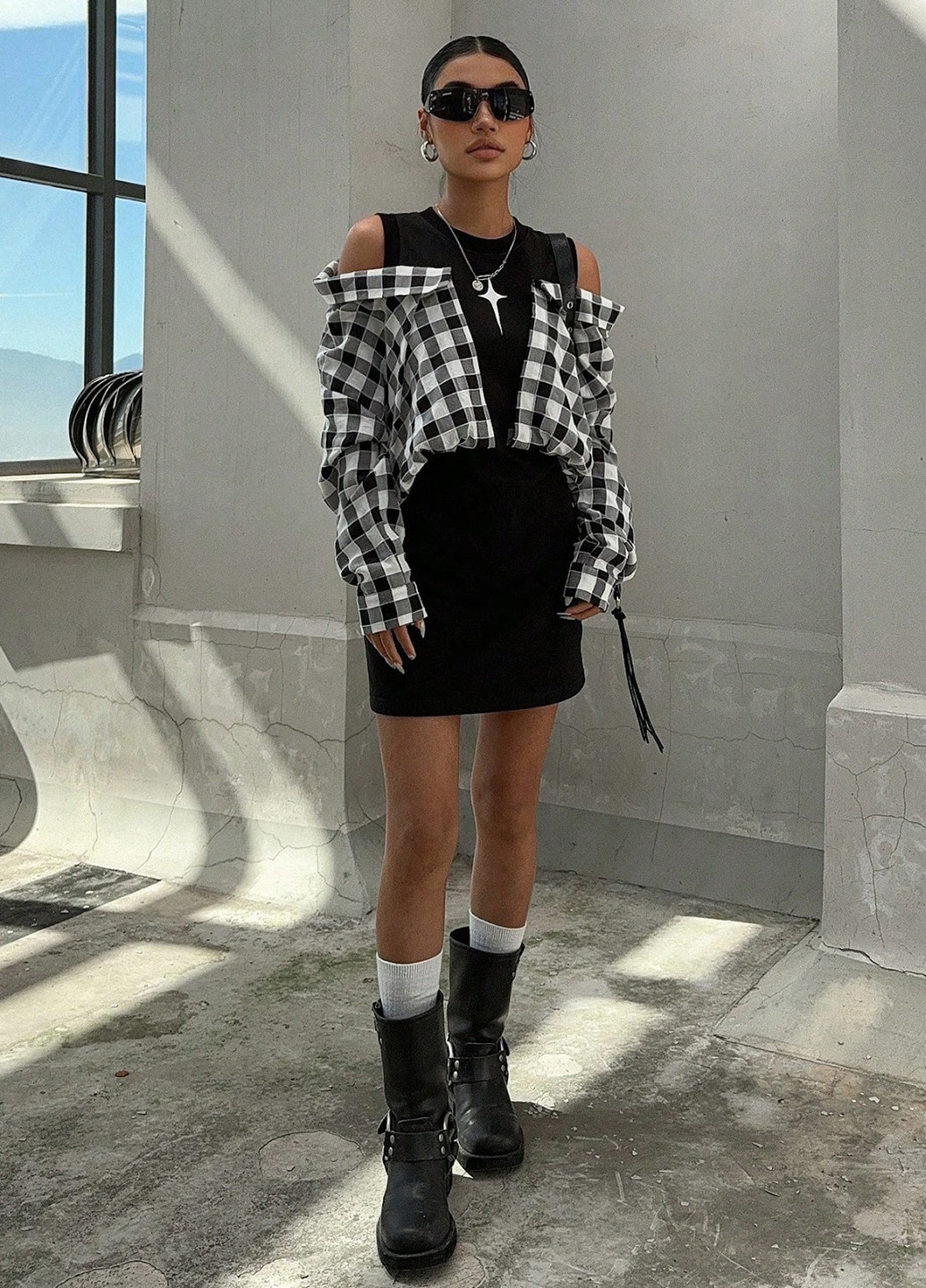 Комбінована кежуал сукня сукня-сорочка SHEIN колор блок