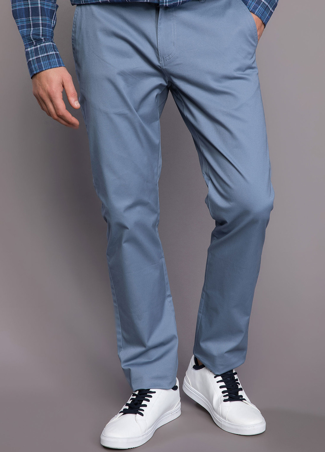Серо-синие кэжуал демисезонные чиносы брюки DeFacto