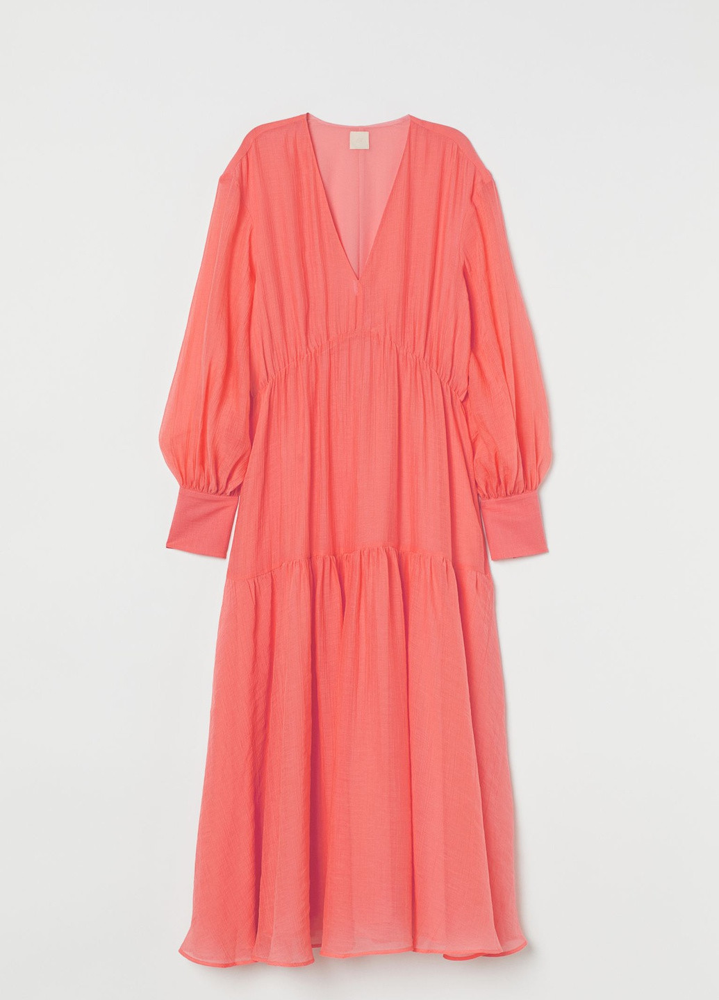 Коралловое кэжуал платье H&M однотонное