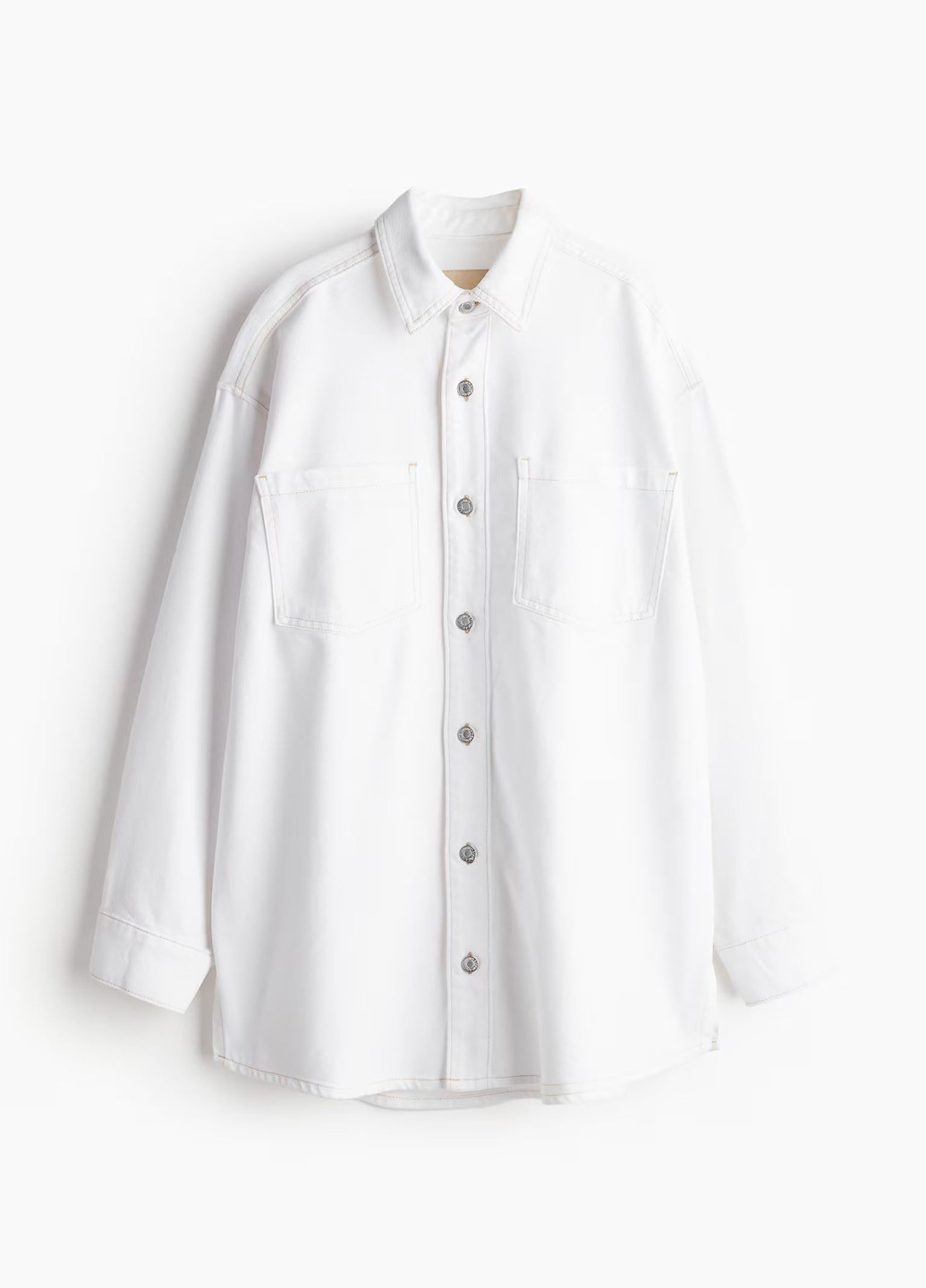 Белая кэжуал рубашка однотонная H&M