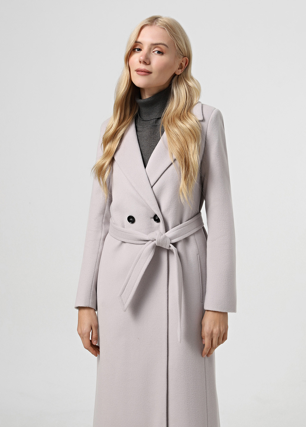 Світло-сіре зимнє Пальто двобортне Florens