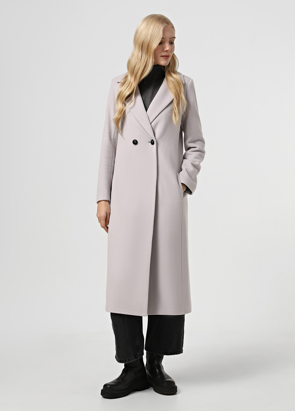 Світло-сіре зимнє Пальто двобортне Florens
