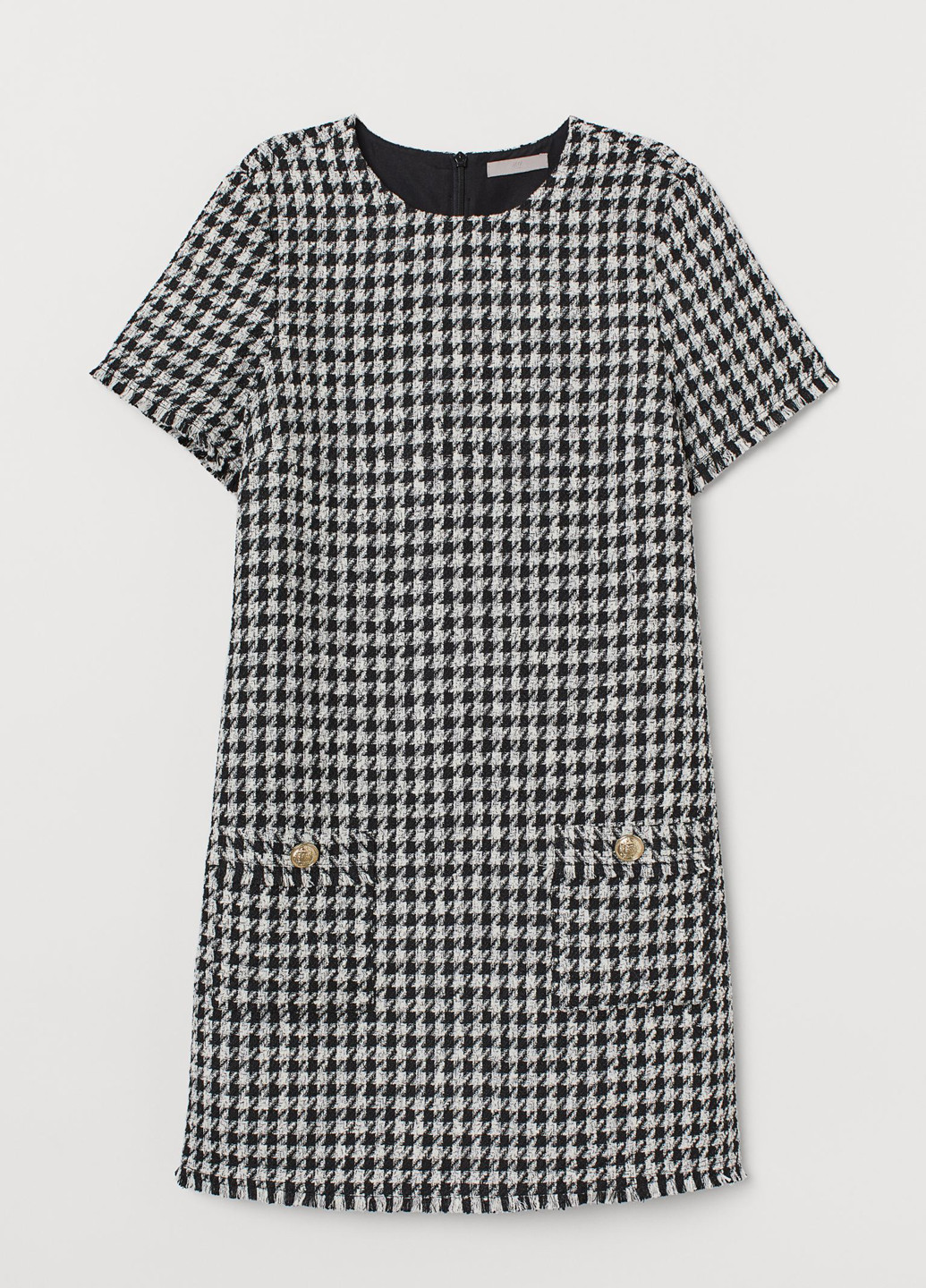 Чорно-білий кежуал сукня а-силует H&M з візерунком "гусяча лапка"
