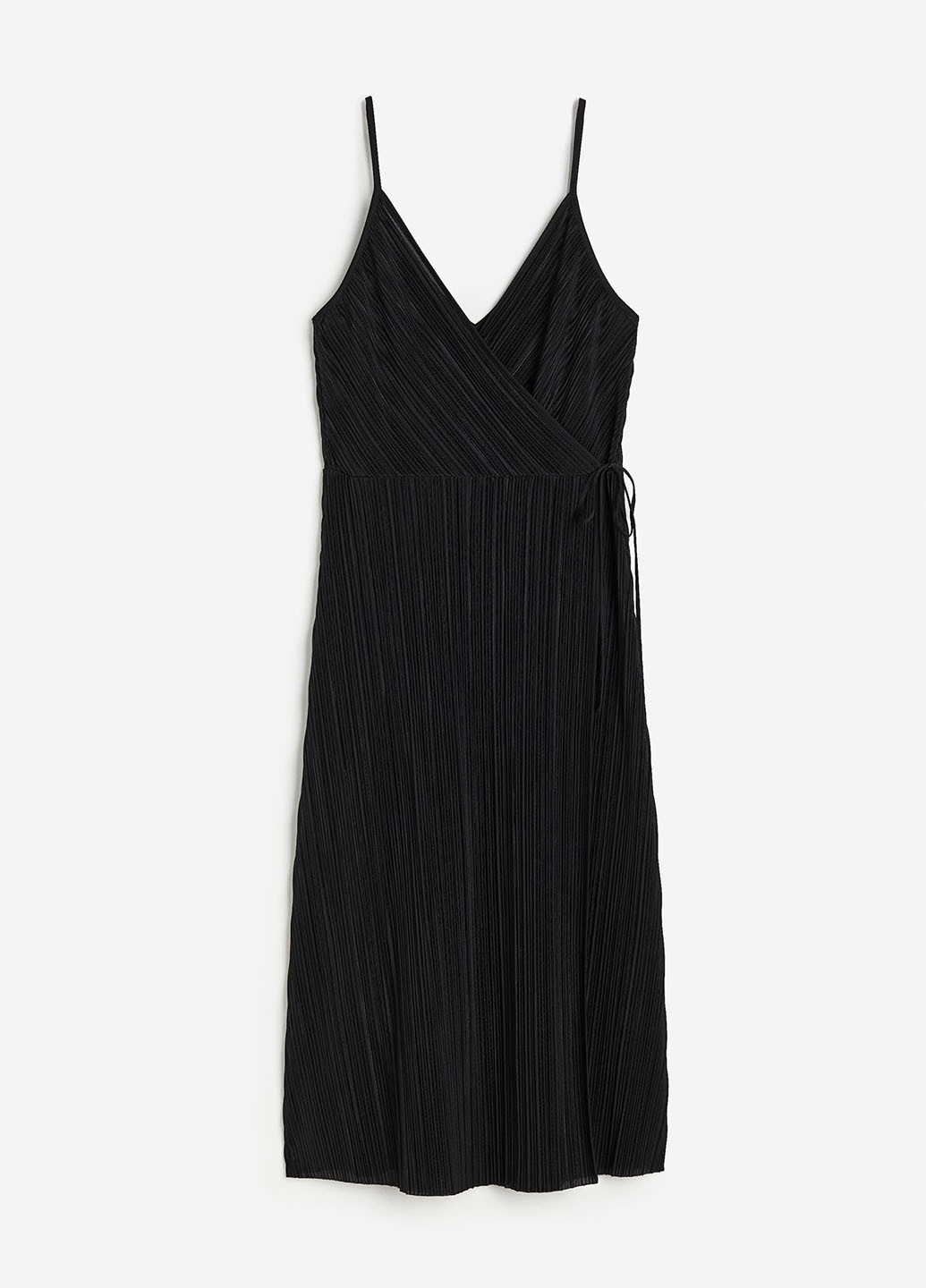 Чорна кежуал сукня на запах, плісована H&M однотонна