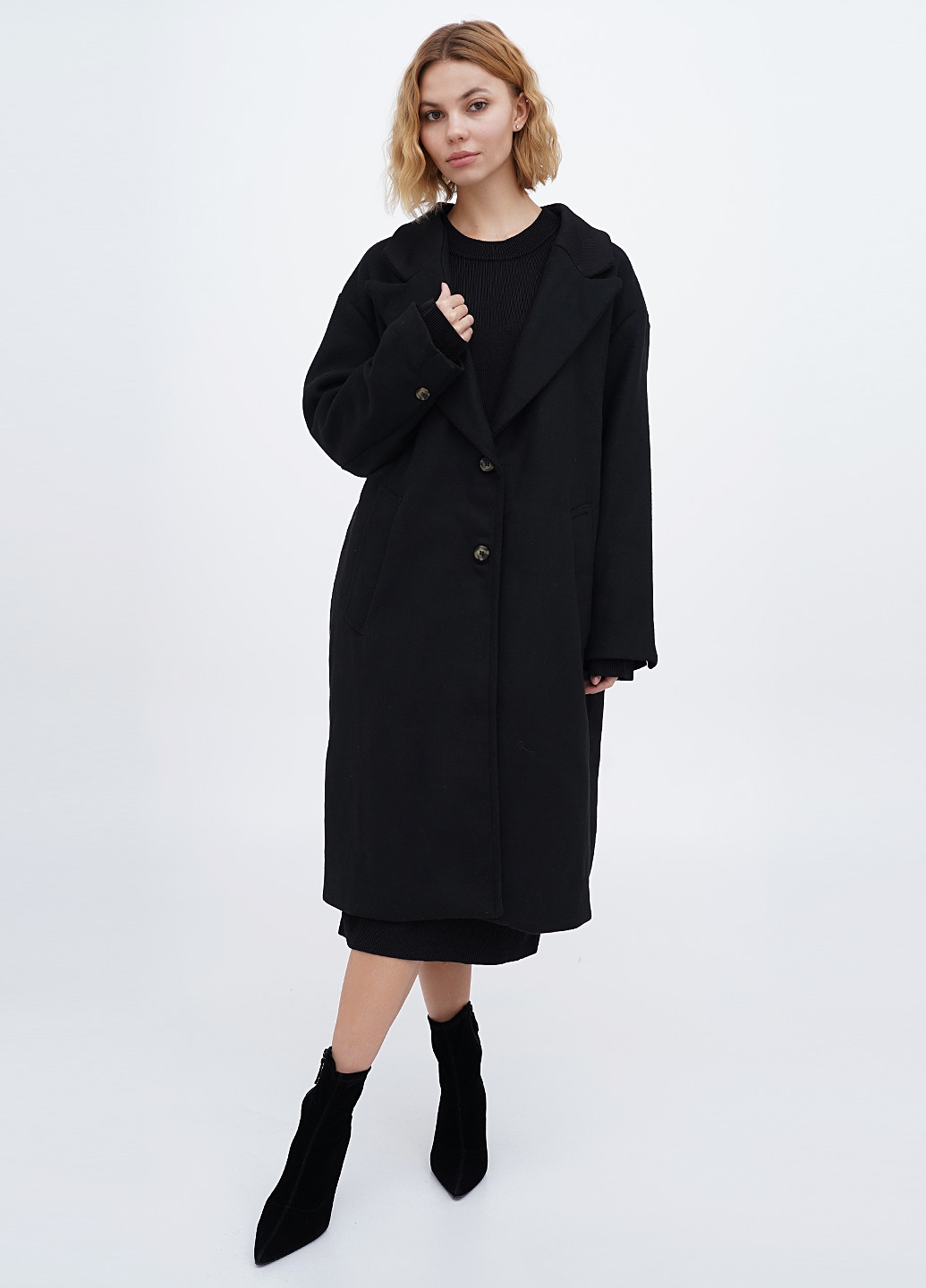 Чорне демісезонне Пальто однобортне H&M