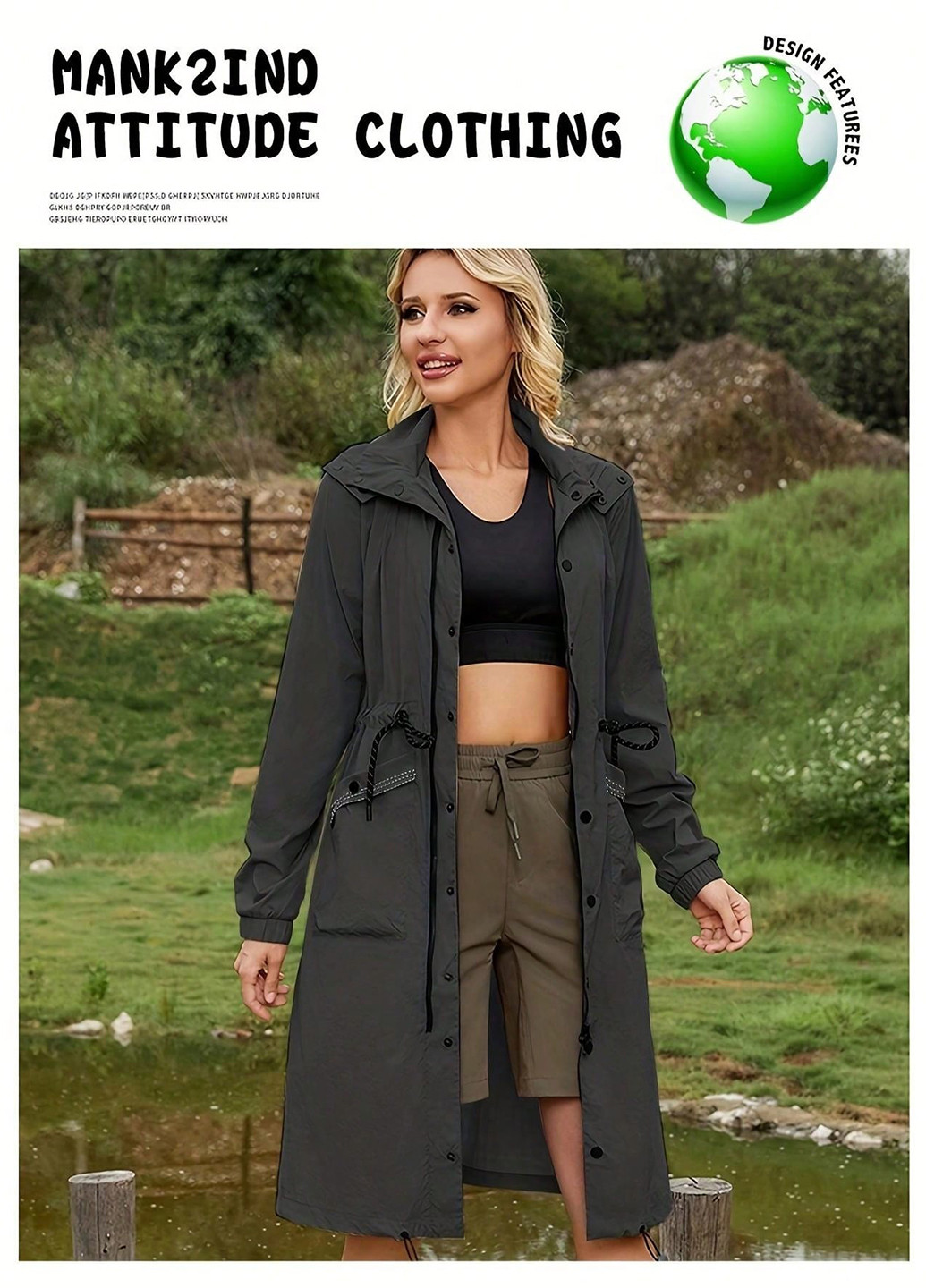 Плащ SHEIN на кнопках, на молнии демисезон (346790427)