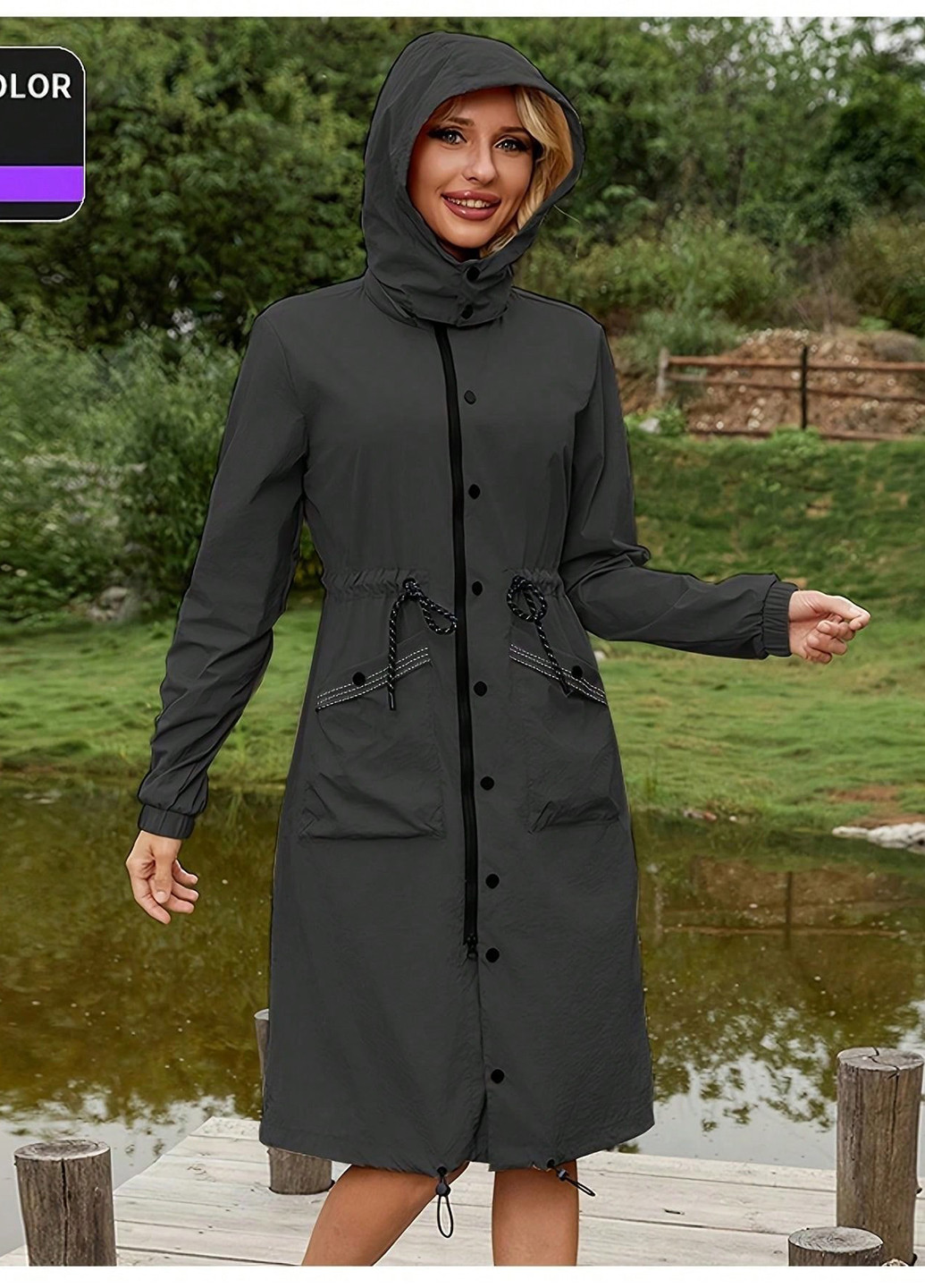 Плащ SHEIN на кнопках, на молнии демисезон (346790427)