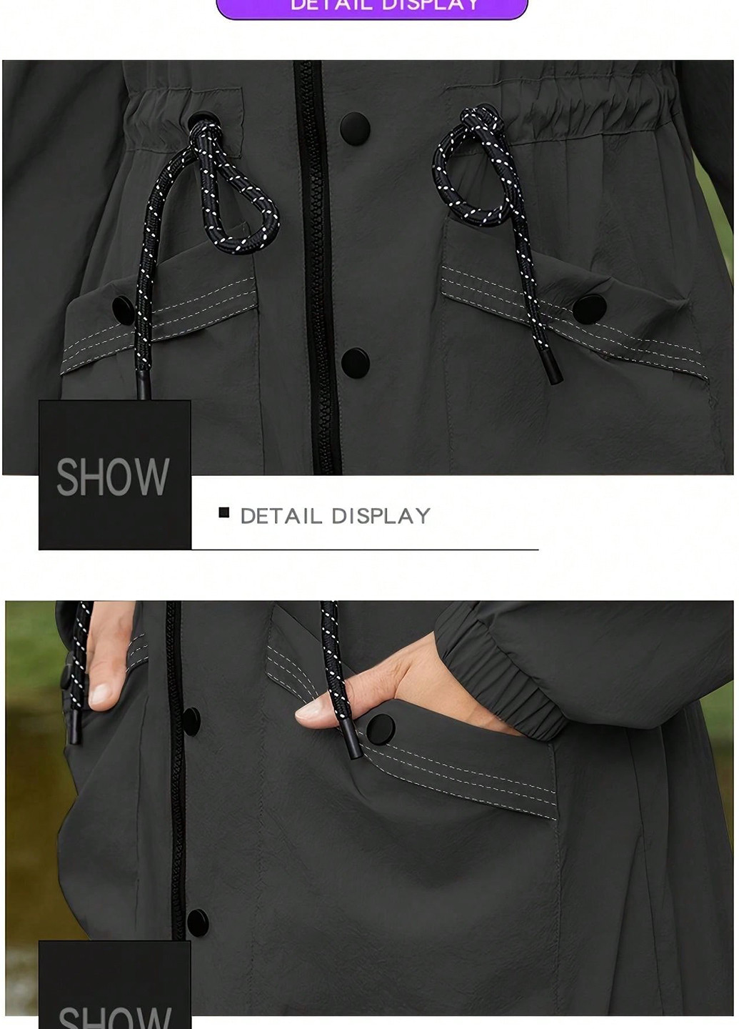 Плащ SHEIN на кнопках, на молнии демисезон (346790427)