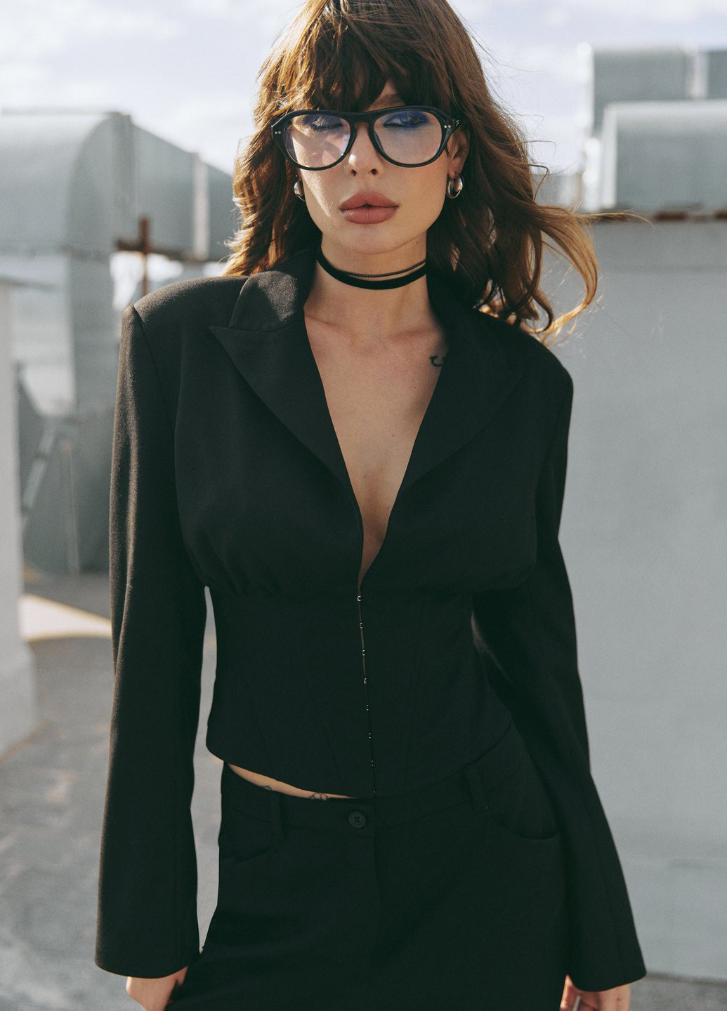 Черный женский жакет Gepur однотонный - всесезон