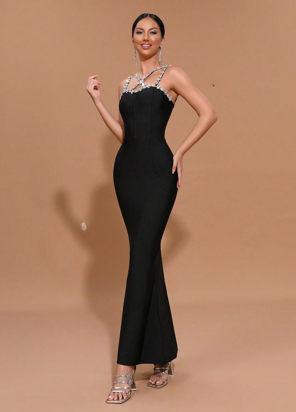 Чорна вечірня сукня футляр SHEIN однотонна