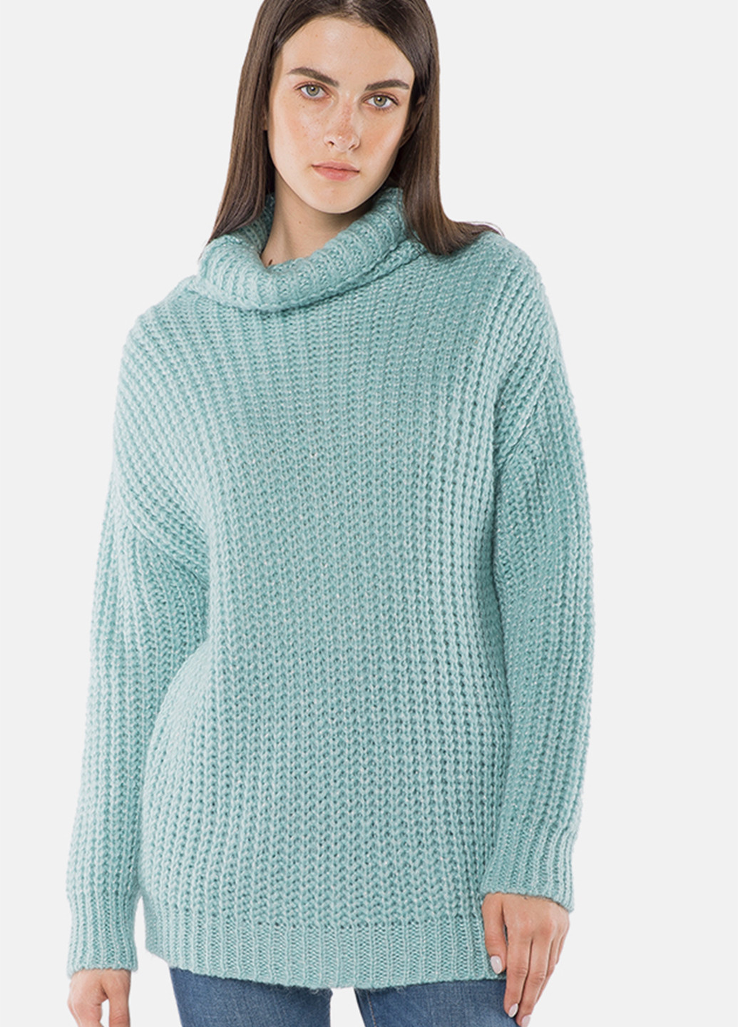 Мятный демисезонный свитер MR 520