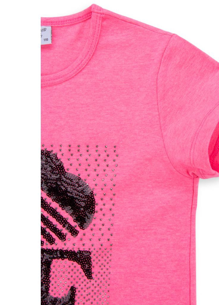 Черный летний костюм десткий с надписью "love" из пайеток (8307-134g-pink) Breeze