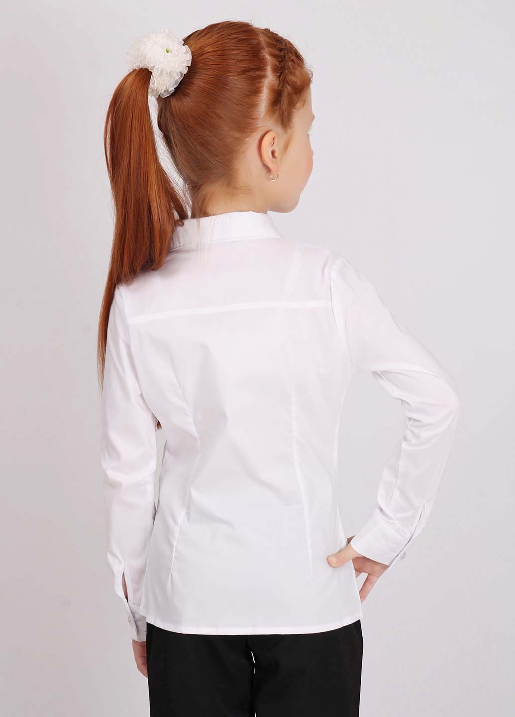 Белая в клетку блузка с длинным рукавом Sasha демисезонная
