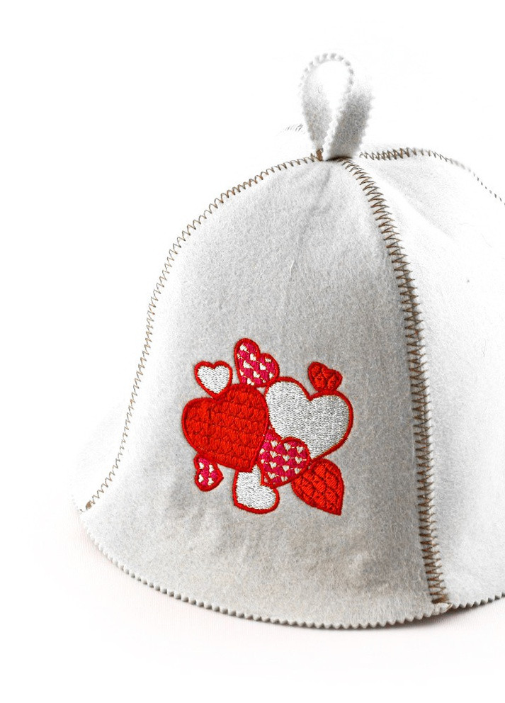 Банная шапка "Парад сердец", искусственный фетр, белый (LA-476) Luxyart (252611421)