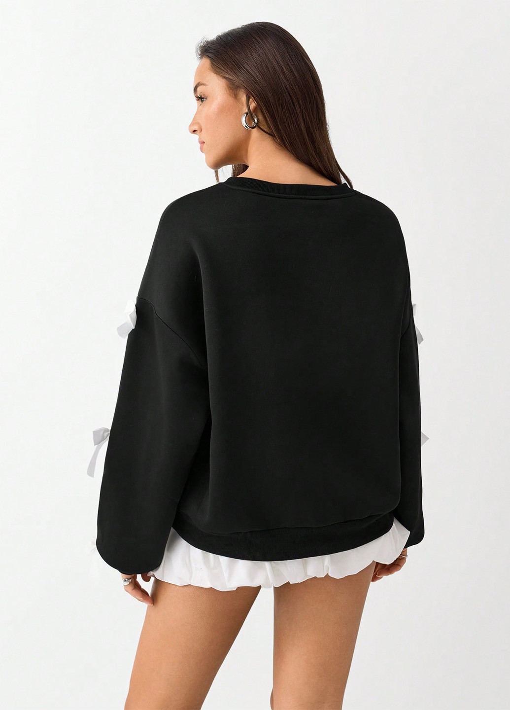 Чорний світшот SHEIN однотонний бант (342405603)