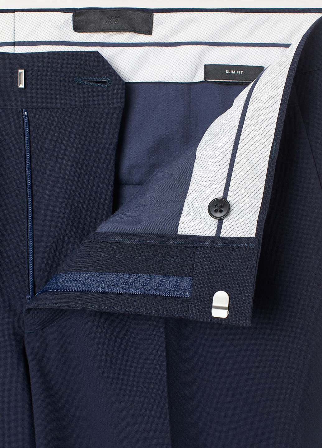Темно-синие классические демисезонные классические, зауженные брюки H&M