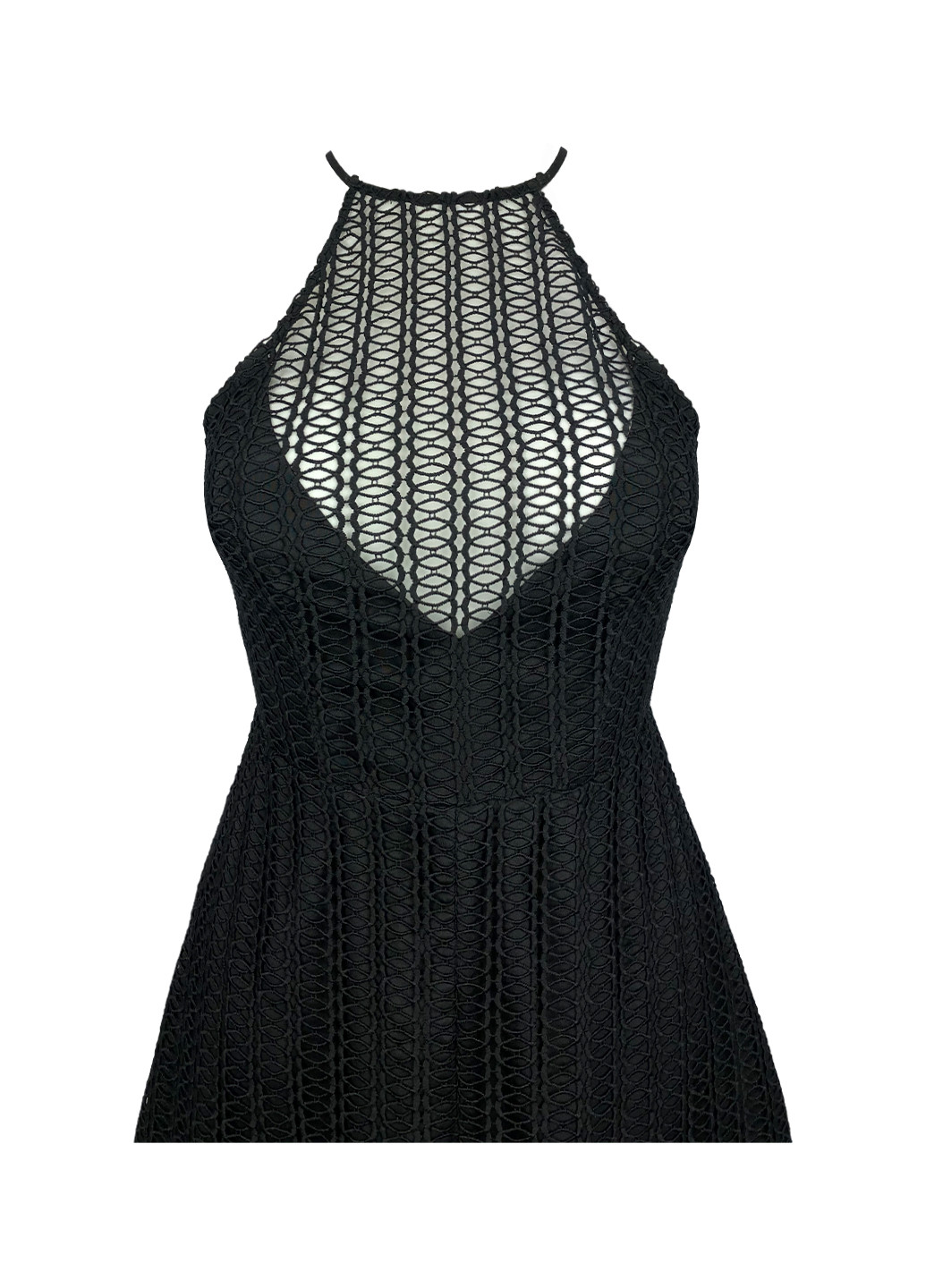 Чорна вечірня мереживна міні сукня без рукавів бебі долл, з пишною спідницею, з відкритими плечима, а-силует Keepsake однотонна