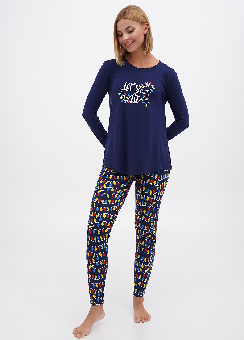 Темно-синя всесезон піжама (лонгслів, штани) лонгслів + брюки Sleepyheads