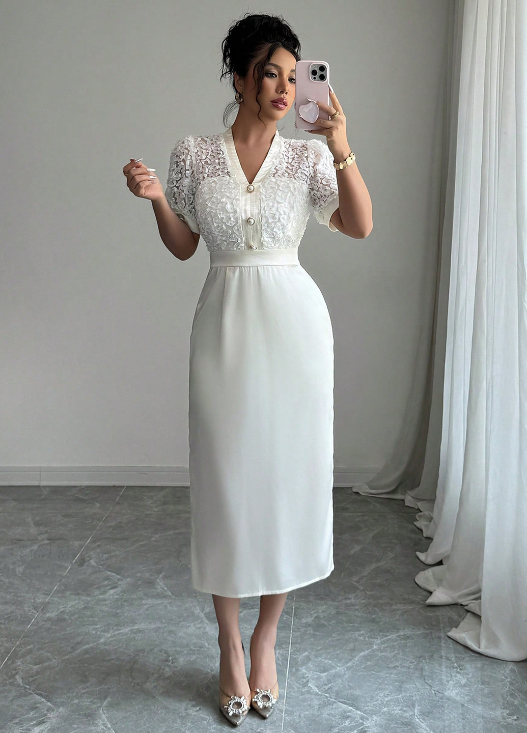 Молочна святковий, вечірня сукня футляр SHEIN однотонна