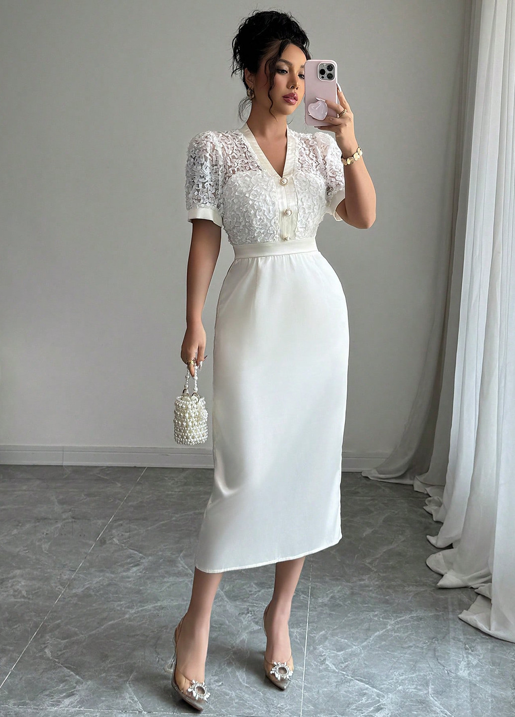 Молочна святковий, вечірня сукня футляр SHEIN однотонна