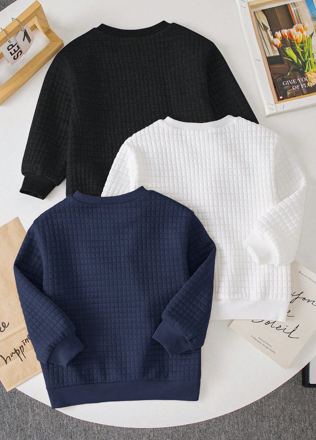 SHEIN свитшот (3 шт.) колор блок комбинированный кэжуал полиэстер