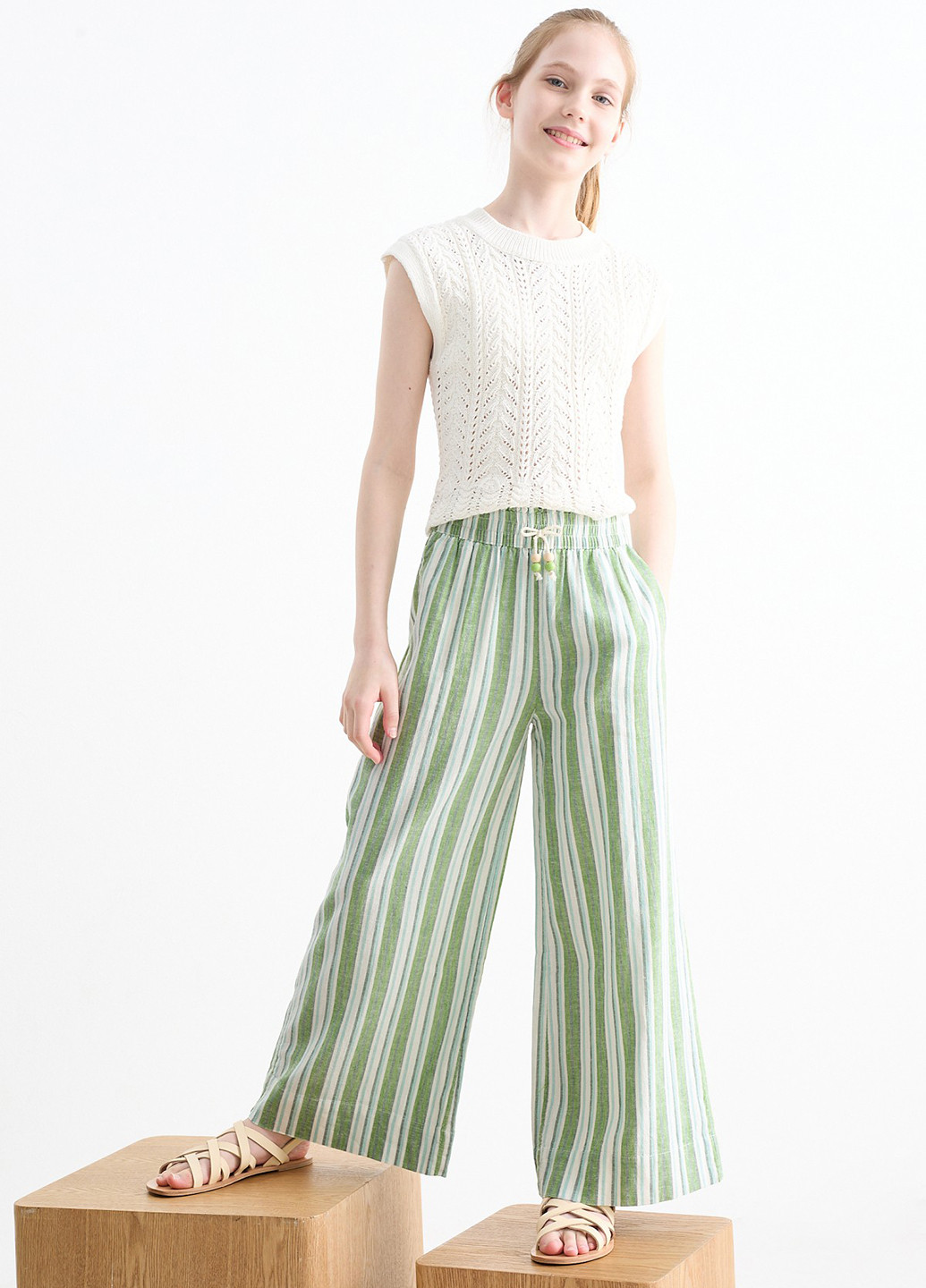 Зеленые кэжуал летние палаццо брюки C&A