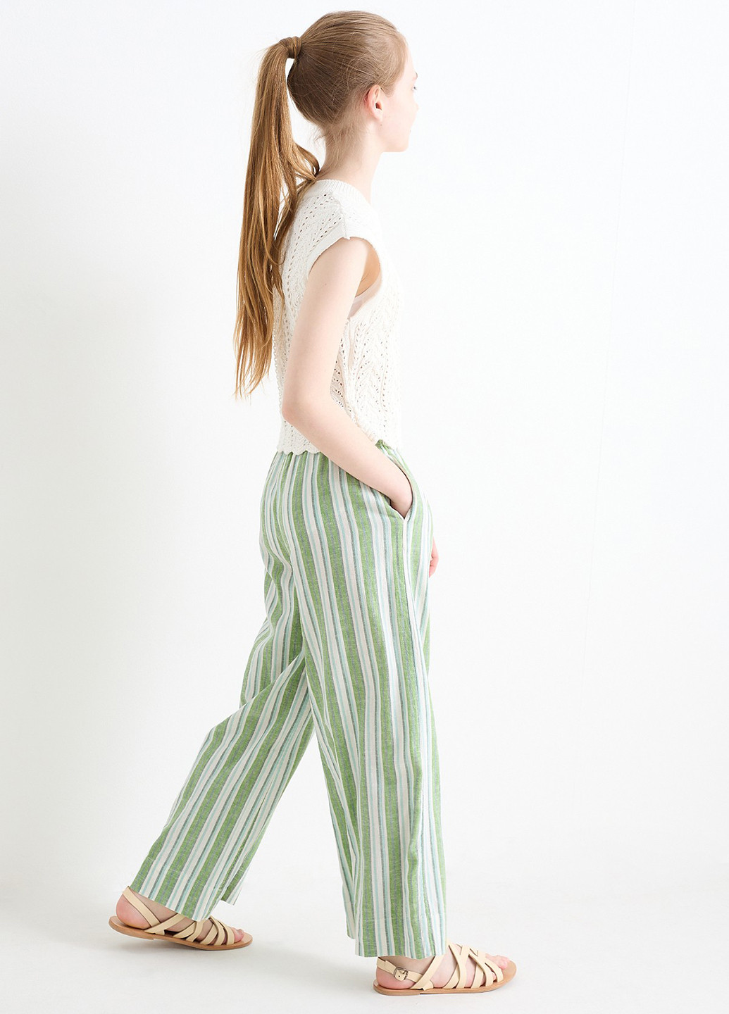 Зеленые кэжуал летние палаццо брюки C&A