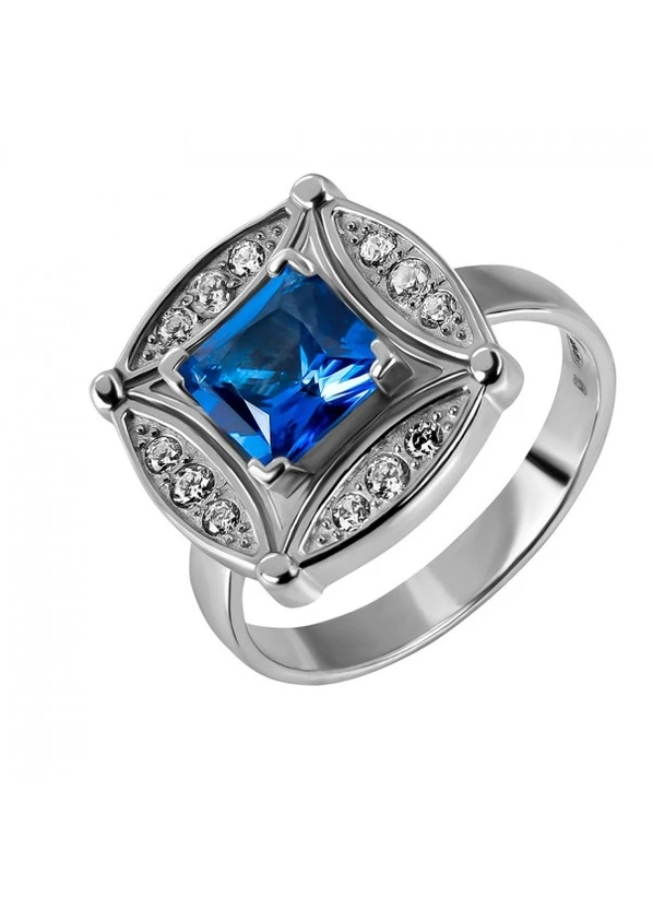 Срібний перстень з блакитним топазом Swarovski Фелисия Розмір 18 UMAX (239400509)