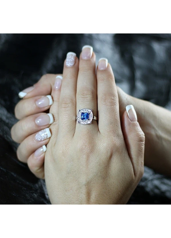 Срібний перстень з блакитним топазом Swarovski Фелисия Розмір 18 UMAX (239400509)