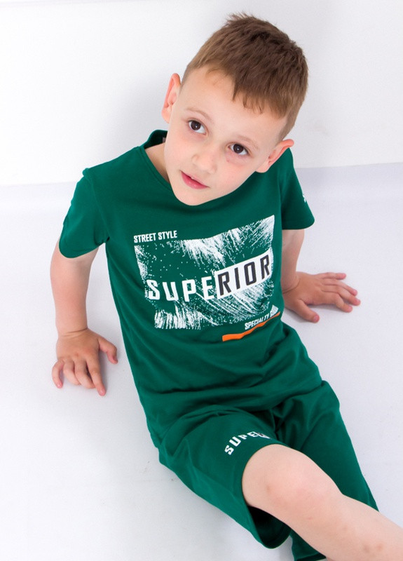 Темно-зеленый комплект для мальчика (футболка + шорты) Носи своє 6102
