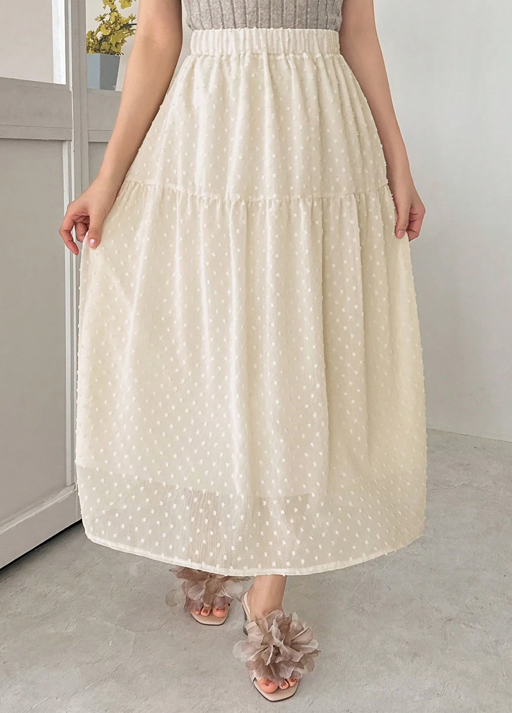 Кремовая кэжуал однотонная юбка SHEIN